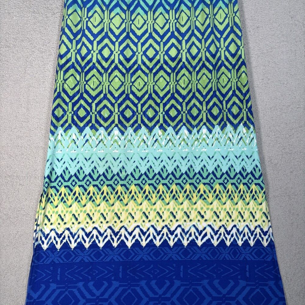 Chicos Women's Size 8 (1) Maxi Skirt Elastic Waist Blue Green Resort Cruise Wear - Picture 3 of 12